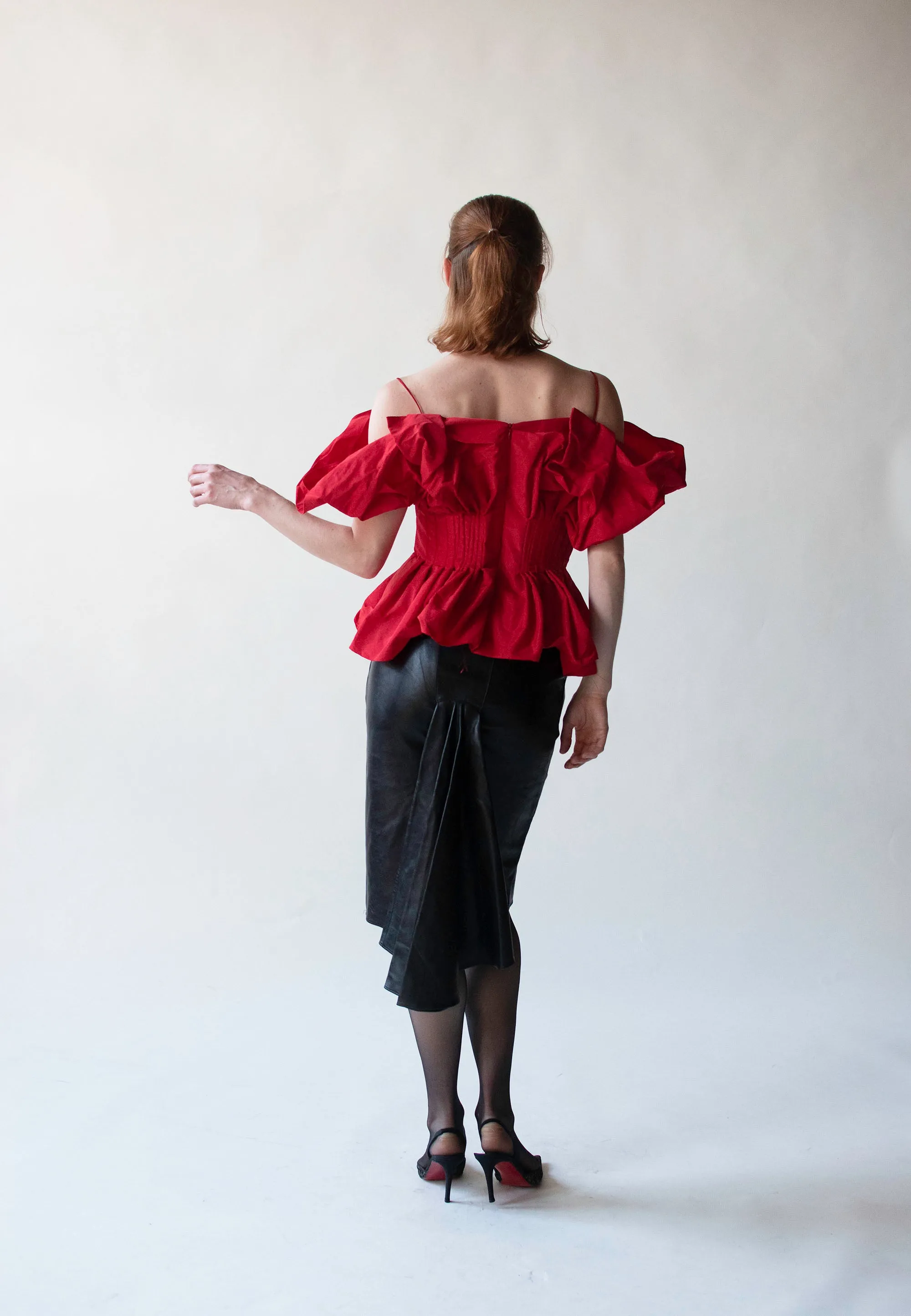 1980s Black Leather Skirt | Claude Montana