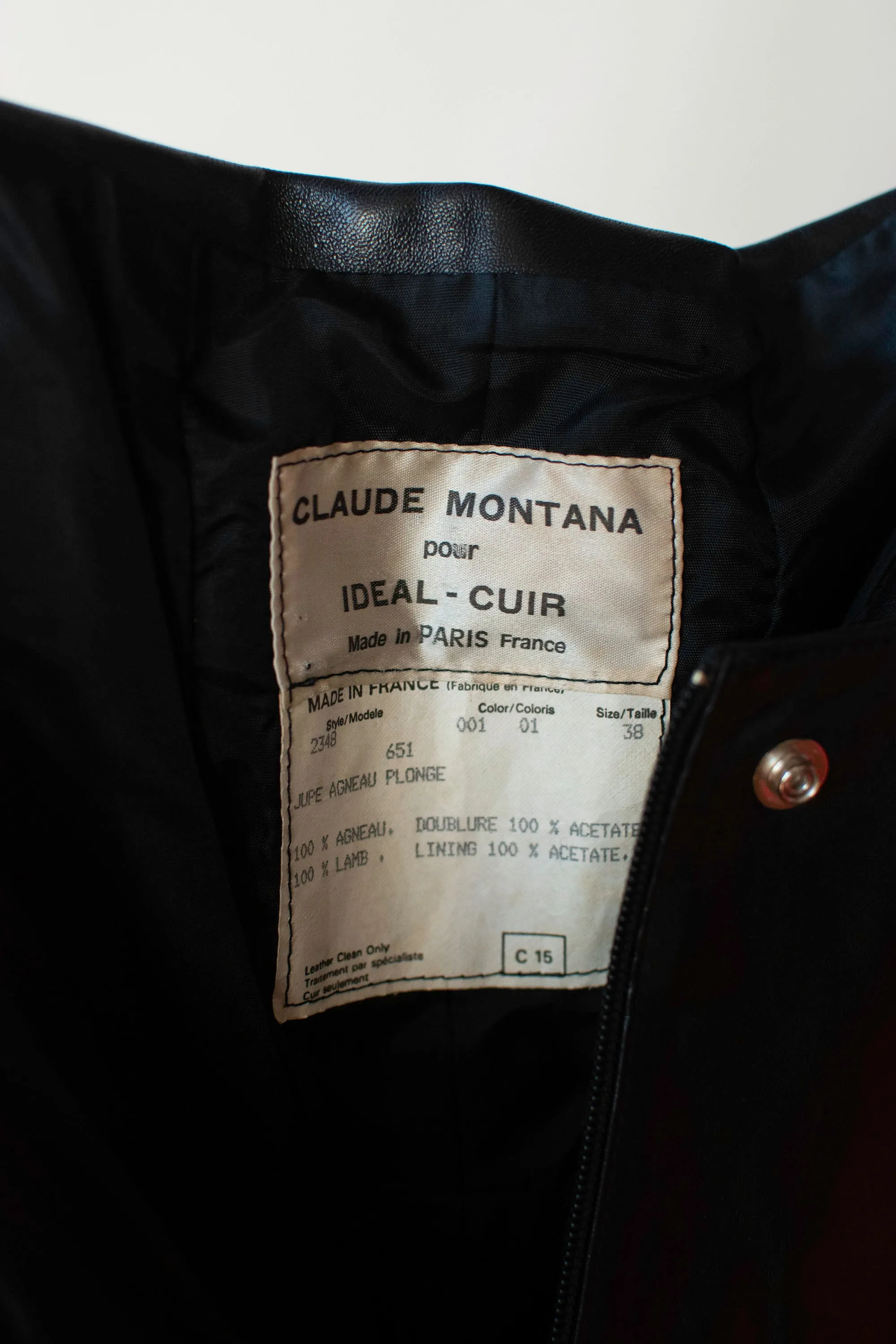 1980s Black Leather Skirt | Claude Montana