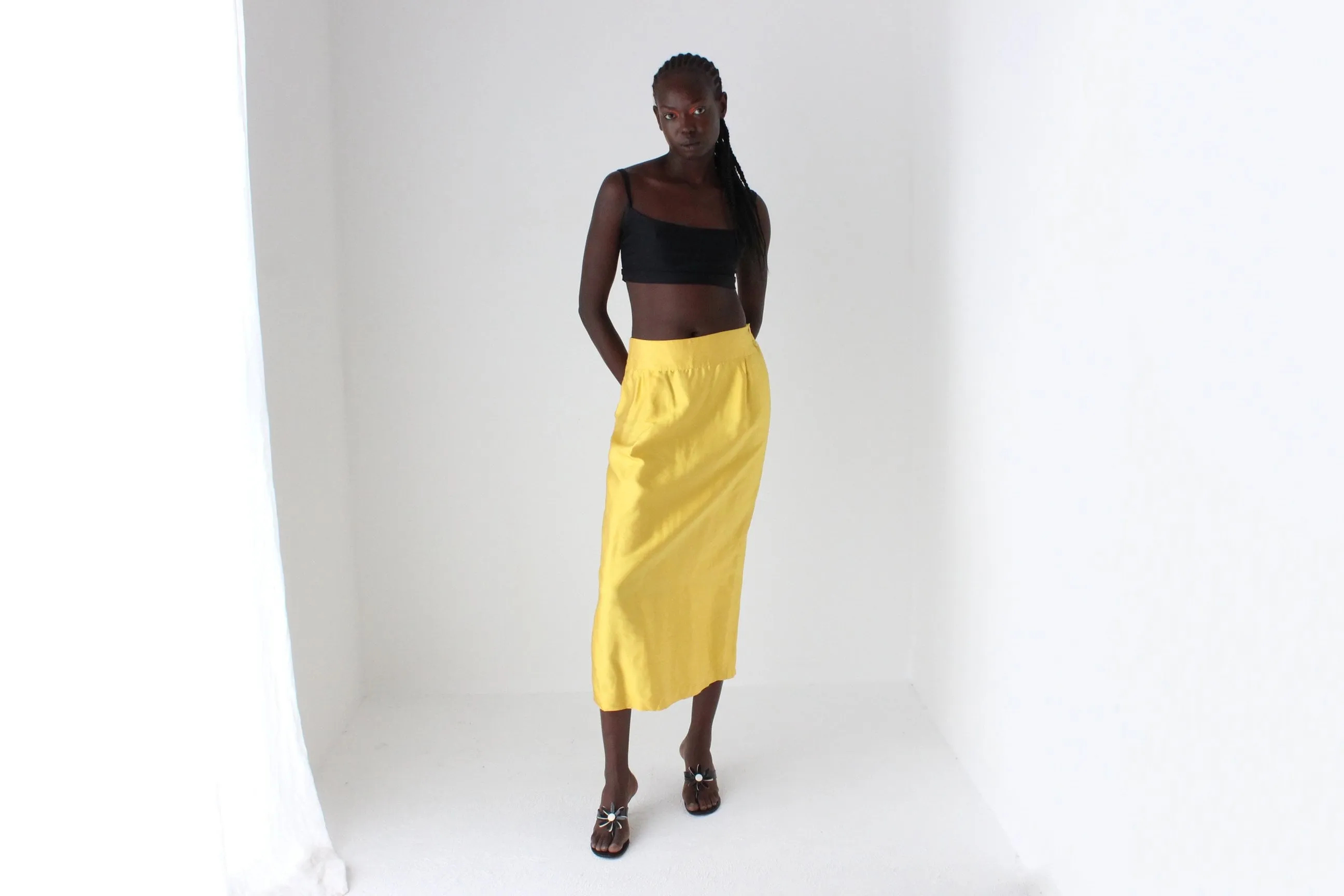 1980s Italian Raw Silk Column Skirt
