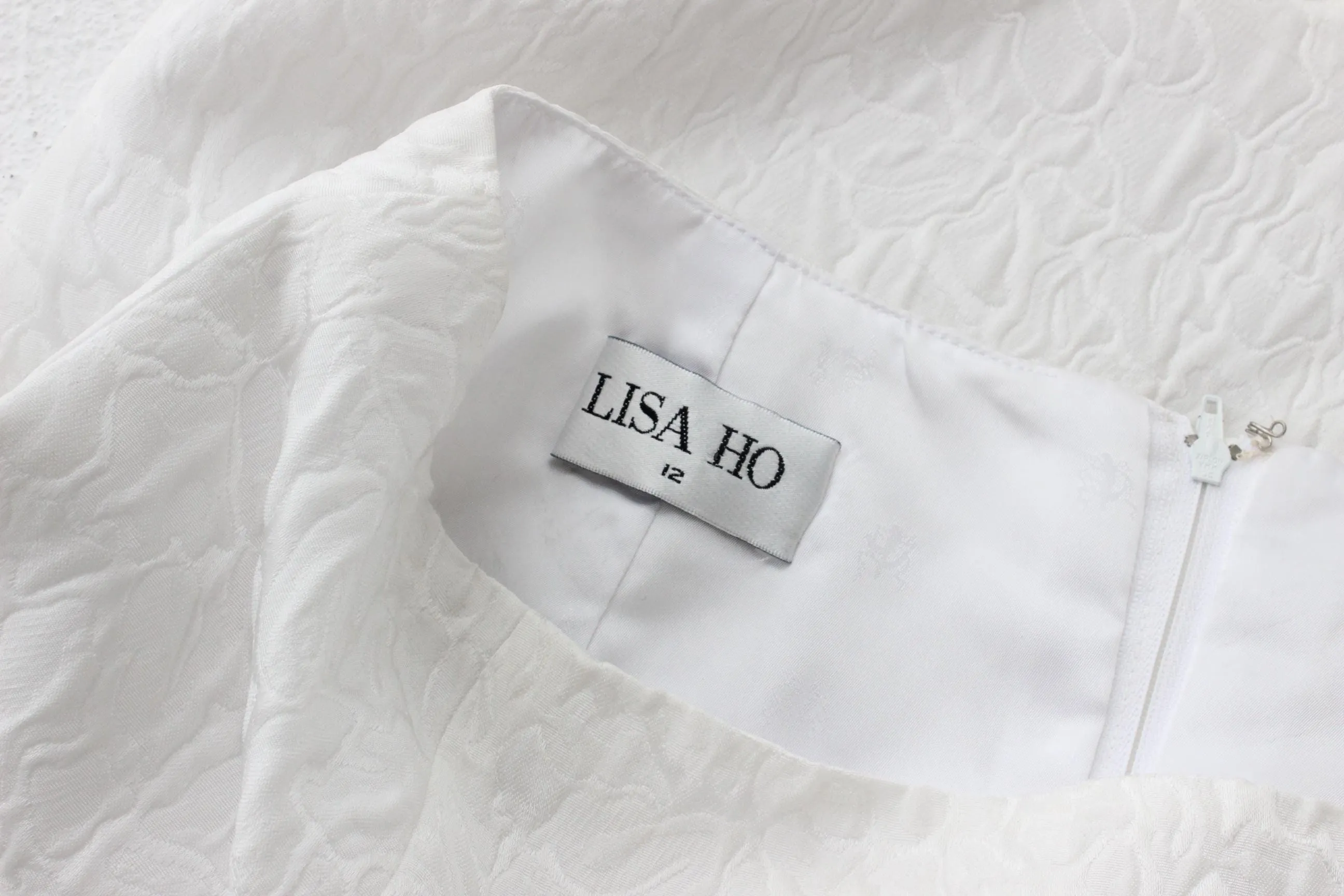 1990s Lisa Ho Bridal Mini Skirt Suit w/ Flower Blob Buttons