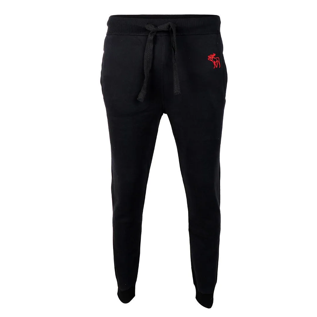 Abercrombie And Fitch Embroidered Moose Designed Black Joggers