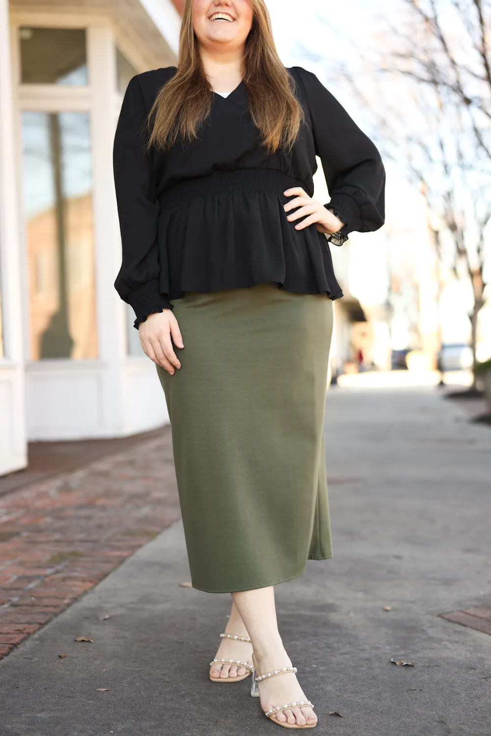 Ada Faye Pencil Skirt - Olive