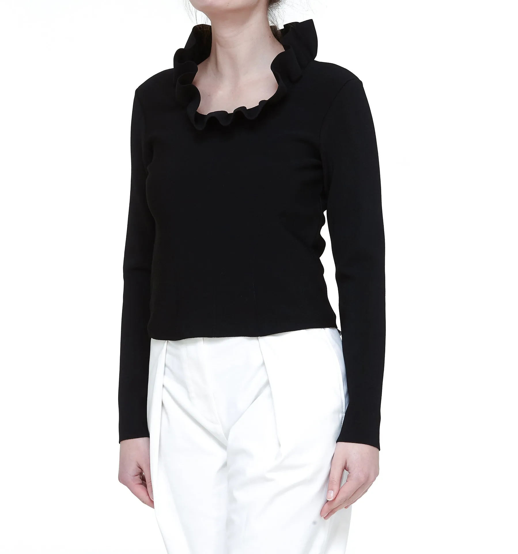 Alexander McQueen Ruffled Crewneck Knit Jumper