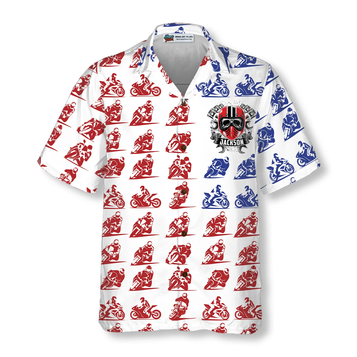American Skull Motorcycle Custom Hawaiian Shirt