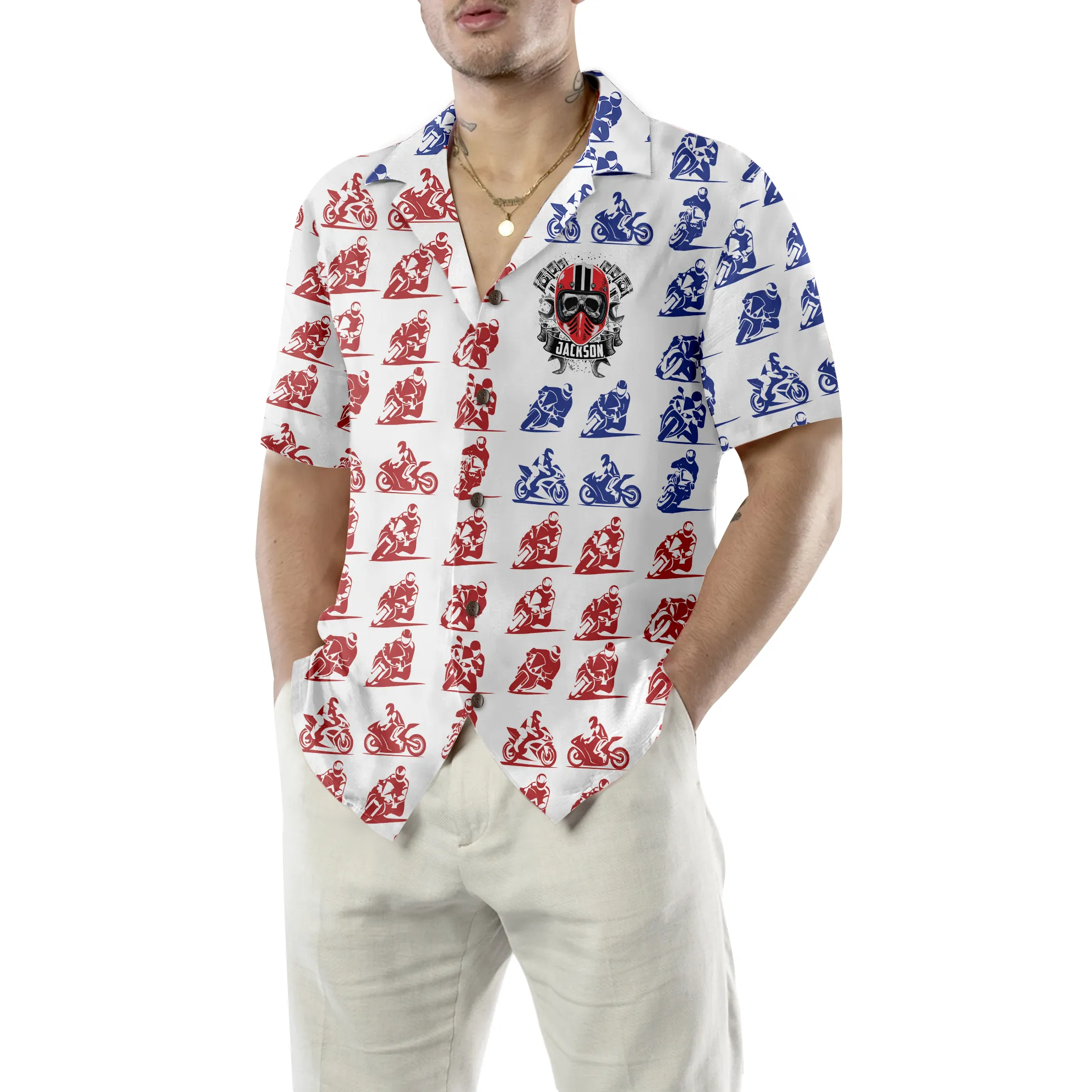 American Skull Motorcycle Custom Hawaiian Shirt
