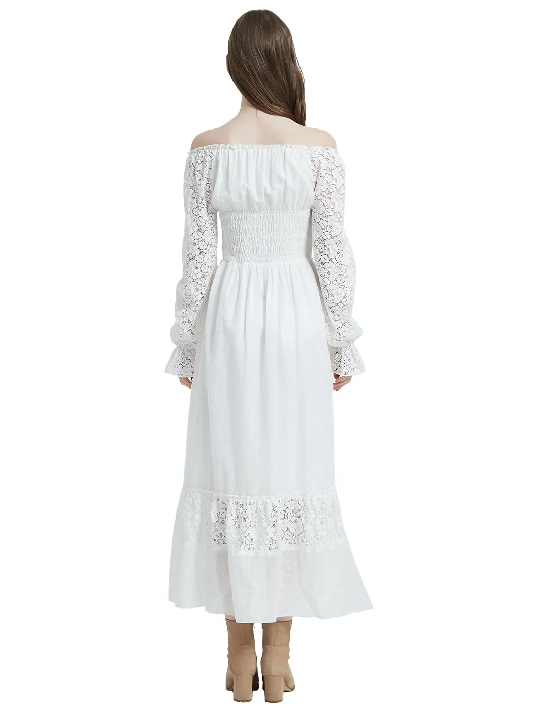 Anna-Kaci Womens Dresses Lace Long Sleeve V Neck Fall Maxi Dress for Women Casual Boho Fairy Wedding Long Dresses