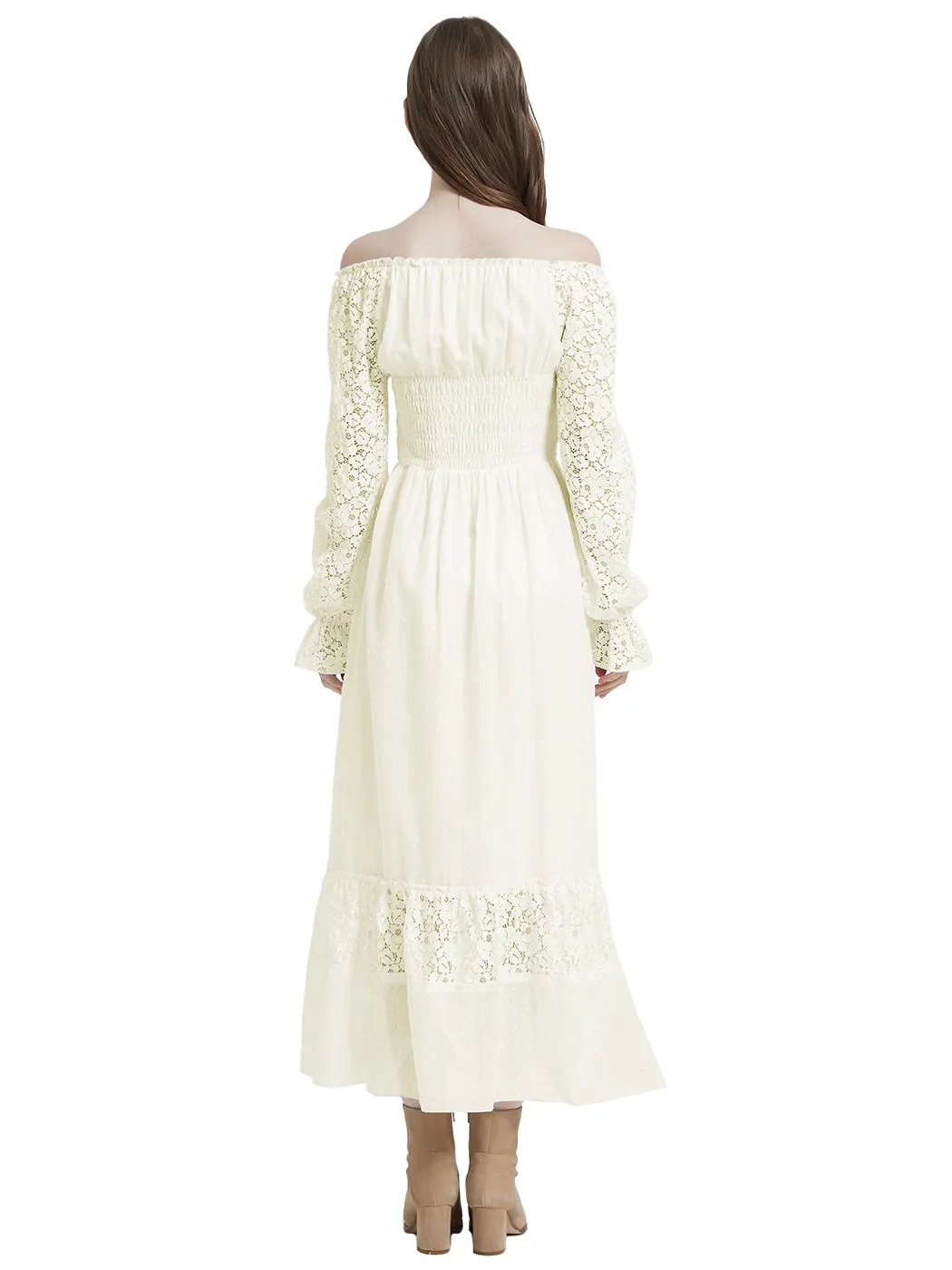 Anna-Kaci Womens Dresses Lace Long Sleeve V Neck Fall Maxi Dress for Women Casual Boho Fairy Wedding Long Dresses