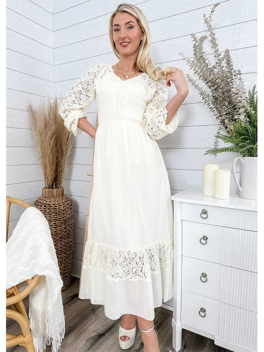 Anna-Kaci Womens Dresses Lace Long Sleeve V Neck Fall Maxi Dress for Women Casual Boho Fairy Wedding Long Dresses
