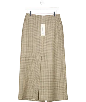 Arket Beige Checked Wool Pencil Skirt UK 8