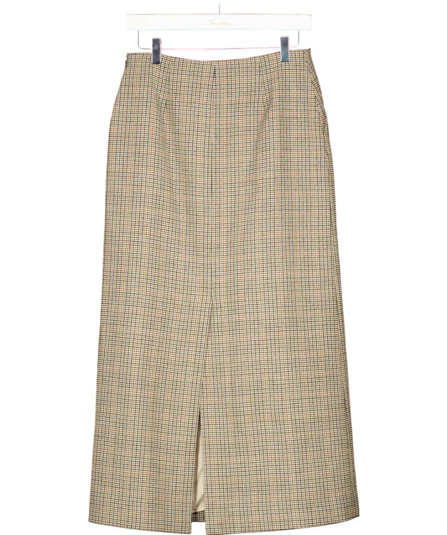 Arket Beige Checked Wool Pencil Skirt UK 8