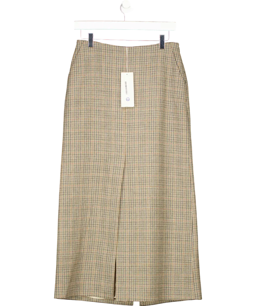 Arket Beige Checked Wool Pencil Skirt UK 8