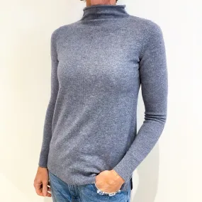 Ash Grey Cashmere Funnel Neck Jumper Small