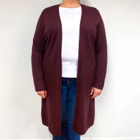 Aubergine Purple Cashmere Edge to Edge Cardigan Extra Large
