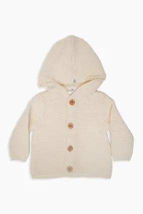 Baby Knit Cardigan with Hood - Eggnog