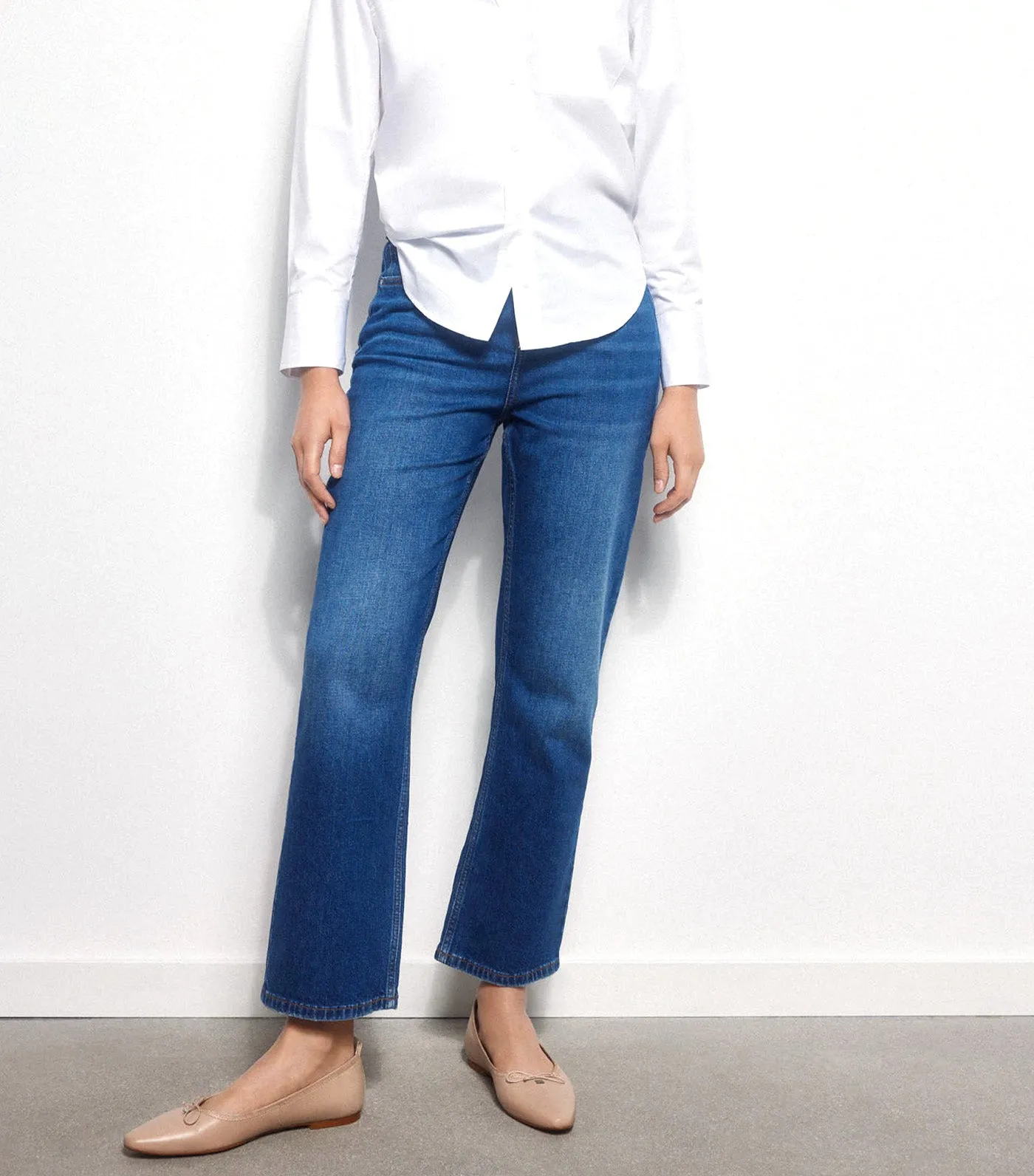 Basic Straight Denim Trousers Blue