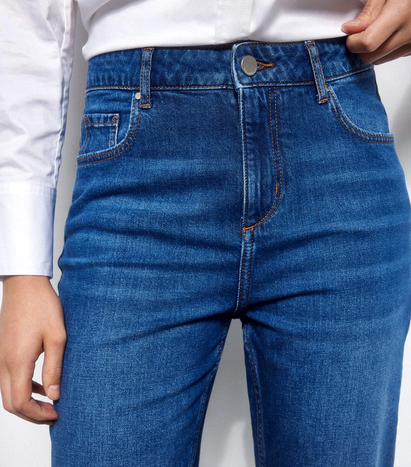 Basic Straight Denim Trousers Blue