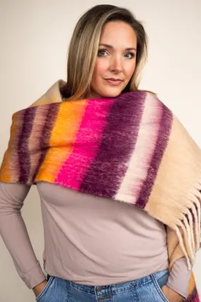 Be Clever British Columbia Colorblock Long Scarf, Wine