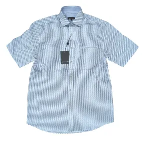 Berlin S404 S/S Abstract Satin Print Shirt - White/Blue