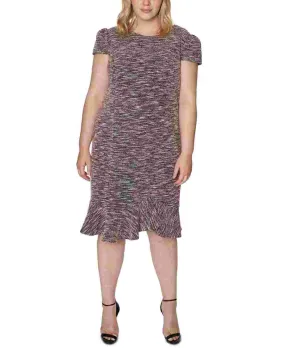 Betsey Johnson Women's Trendy Plus Size Tweed Flounce Sheath Dress Gray Size Petite Small