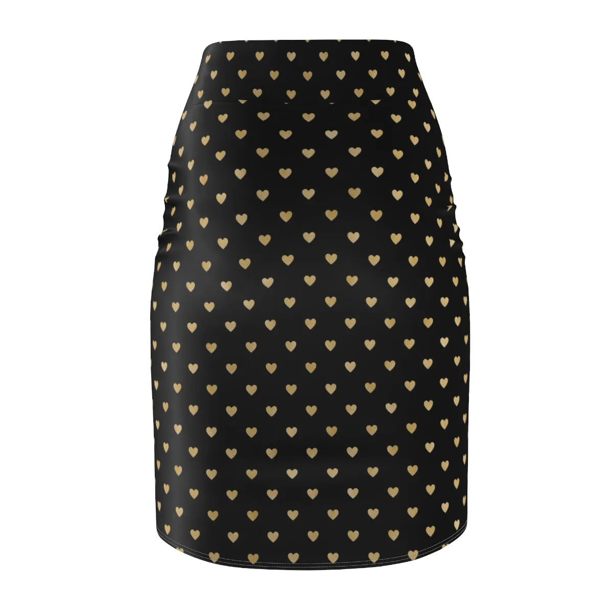 Black and Gold Heart Women's Pencil Skirt
