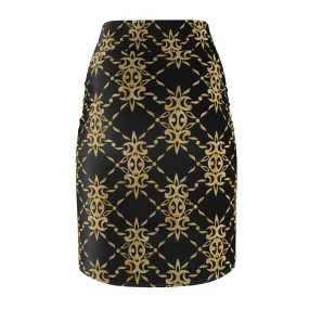 Black and Gold Women's Pencil Skirt