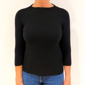 Black Cashmere High Crew Neck Jumper Medium