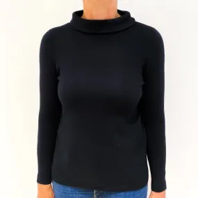 Black Cashmere Polo Neck Jumper Medium Petite