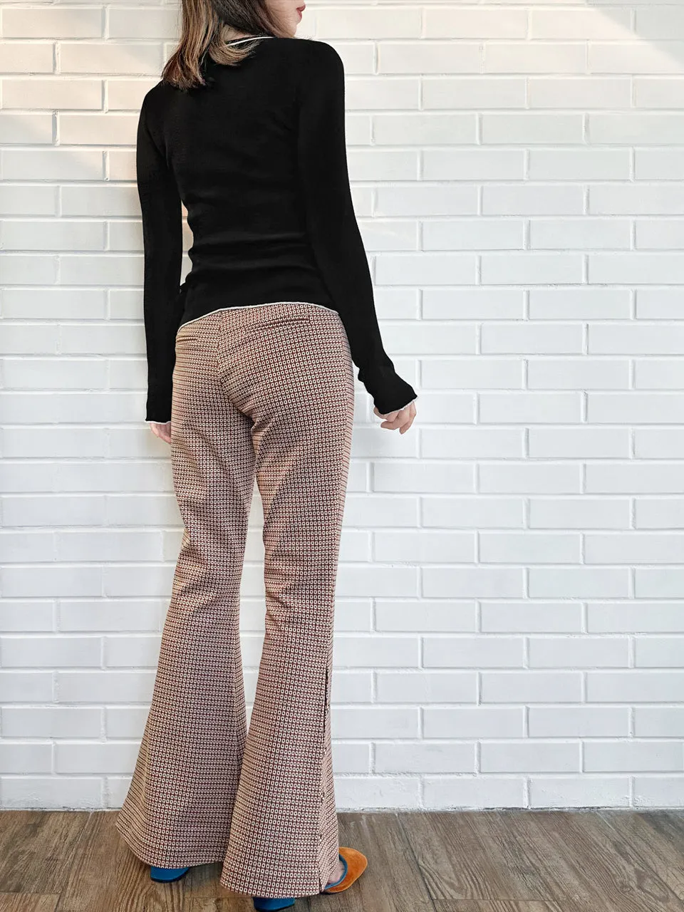 Black Extra-long Ruffled Sleeve Wool Blend Jumper
