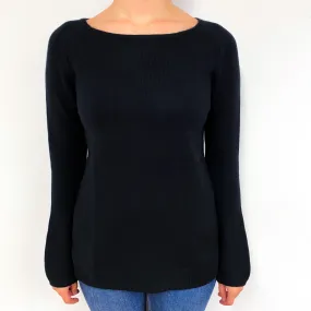 Black Heavy Knit Cashmere Crew Neck Jumper Small