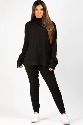 Black Knitted Loungewear Set