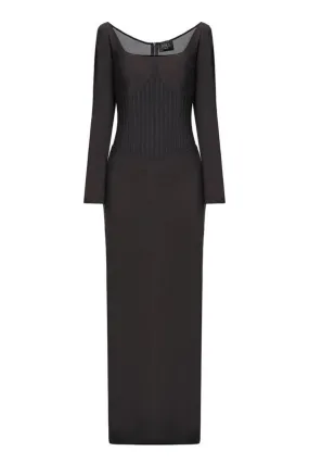 BLACK MAXI CORSET DRESS
