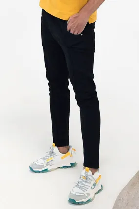 Black Stitch Pleats Tapered Jeans