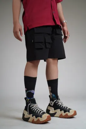 BLACK ZIPPER UTILITY Shorts