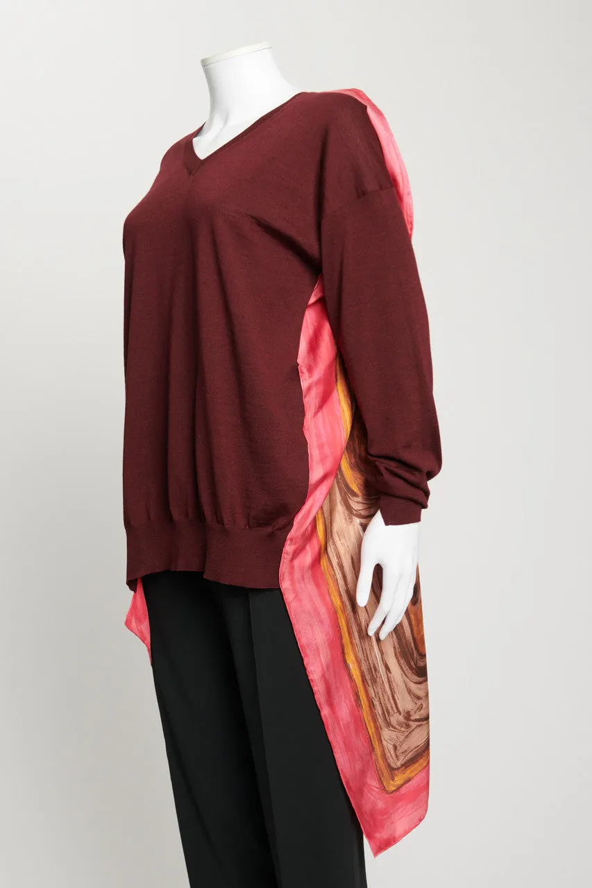 Burgundy Knit Preowned Scarf Jumper