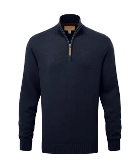 Calton Cotton Cashmere Quarter Zip Jumper - Navy