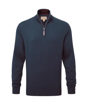 Calton Cotton Cashmere Quarter Zip Jumper - Petrol Blue
