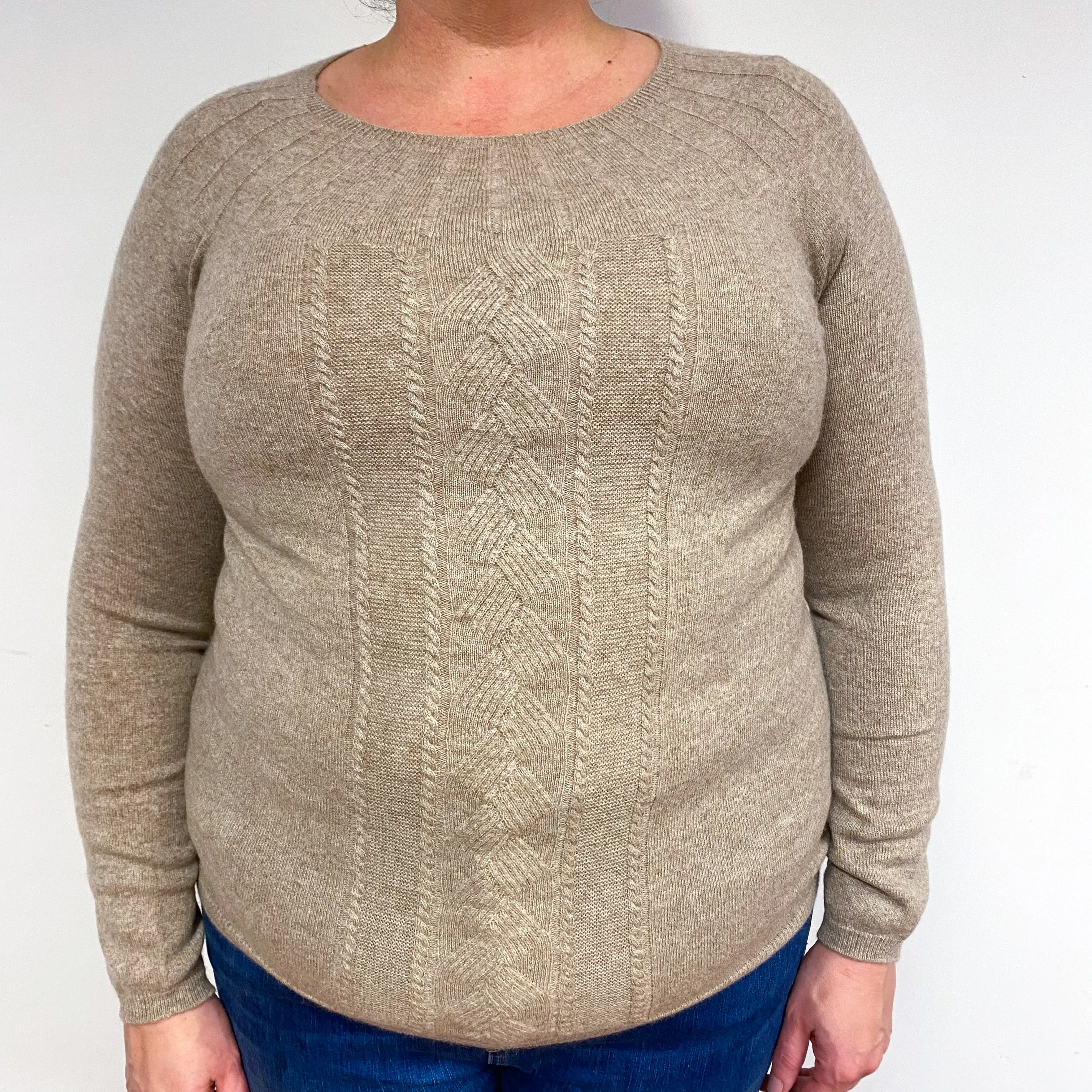 Caramel Beige Cashmere V-Neck Jumper Extra Large
