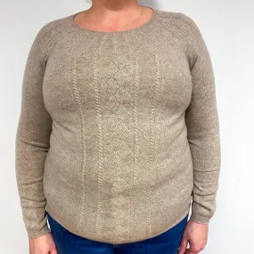Caramel Beige Cashmere V-Neck Jumper Extra Large