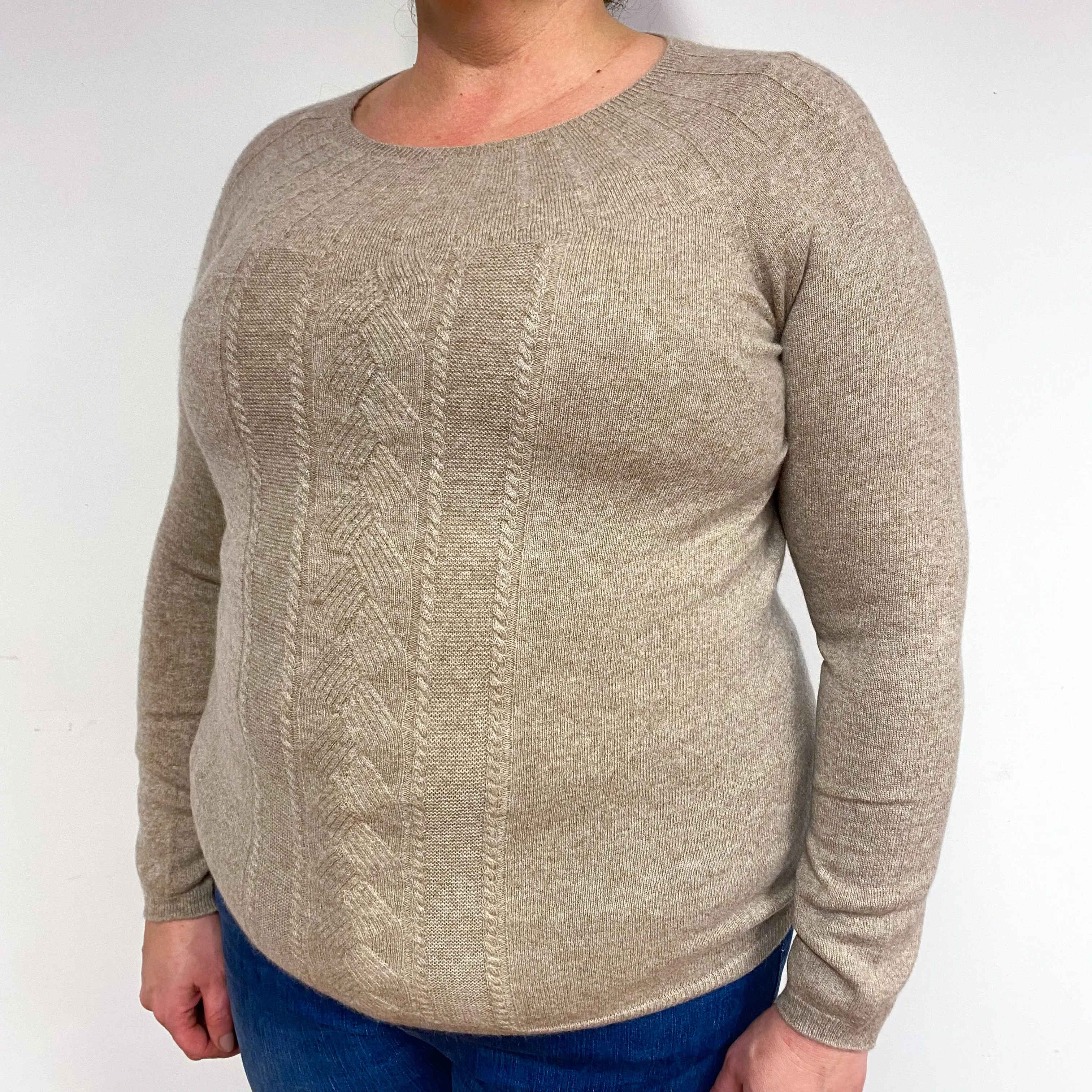 Caramel Beige Cashmere V-Neck Jumper Extra Large