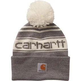 Carhartt Kid's CB8985 Pom Knit Hat - Youth One Size Fits All - Charcoal Heather