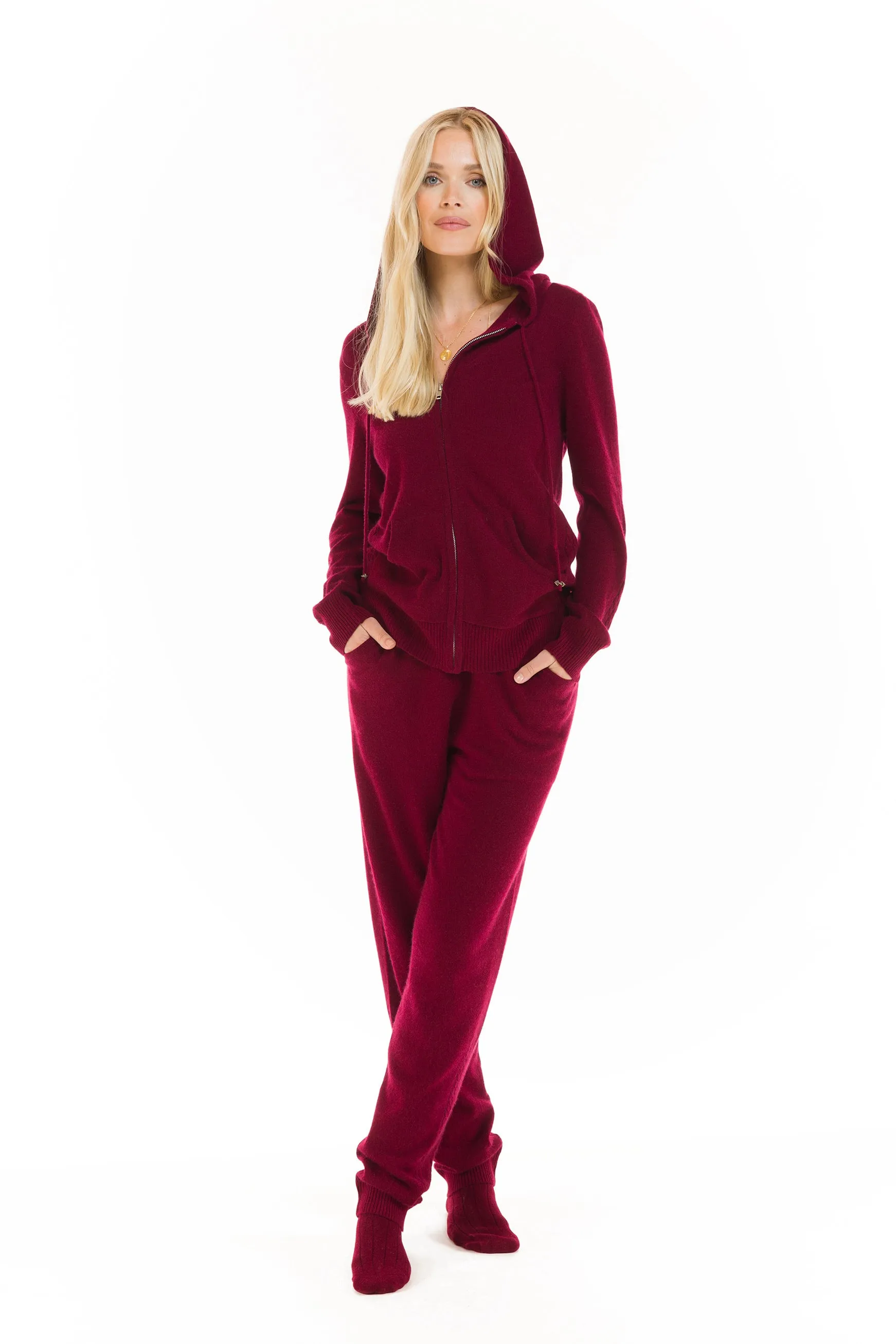 CASHMERE TRACKSUIT SET BURGUNDY