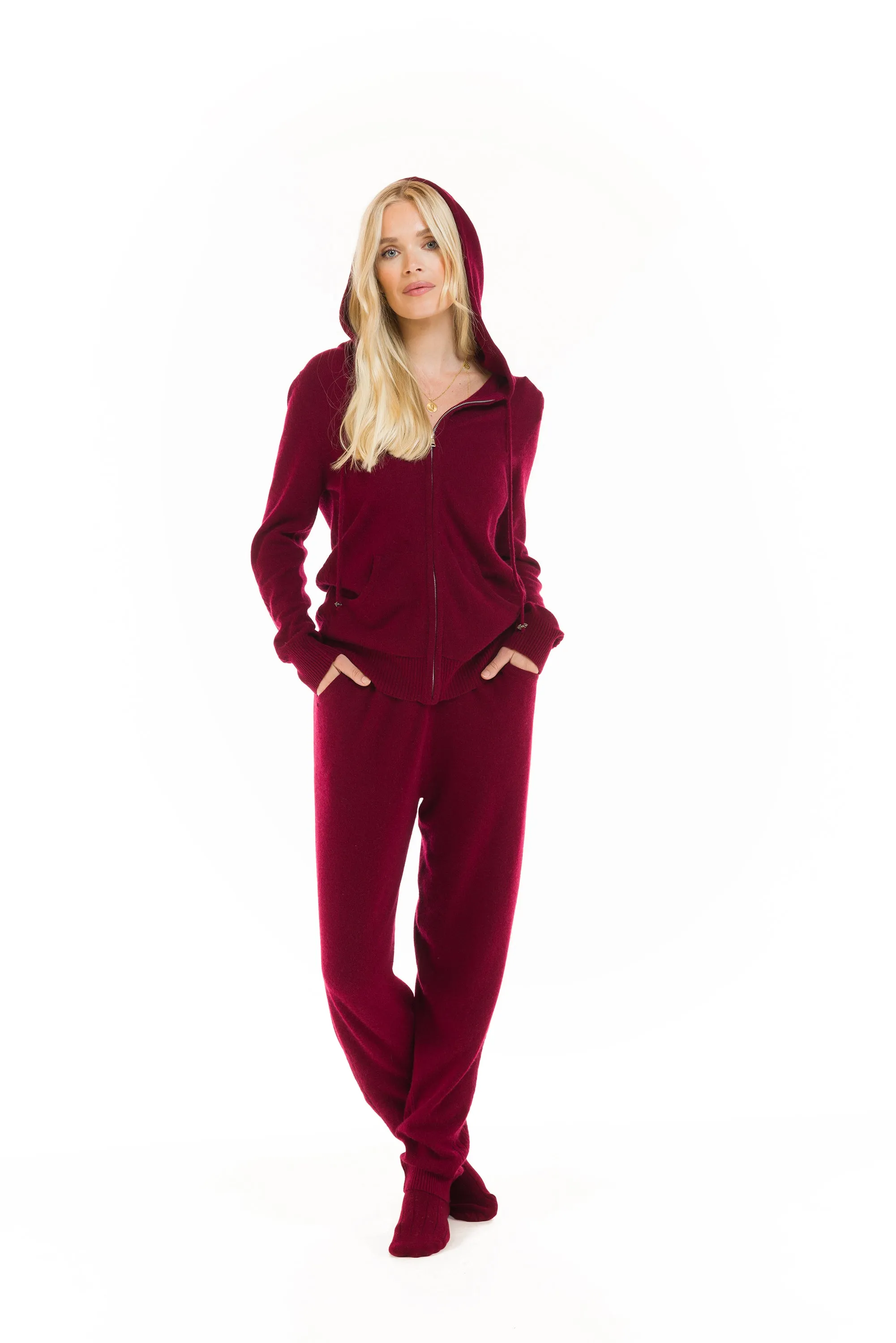 CASHMERE TRACKSUIT SET BURGUNDY