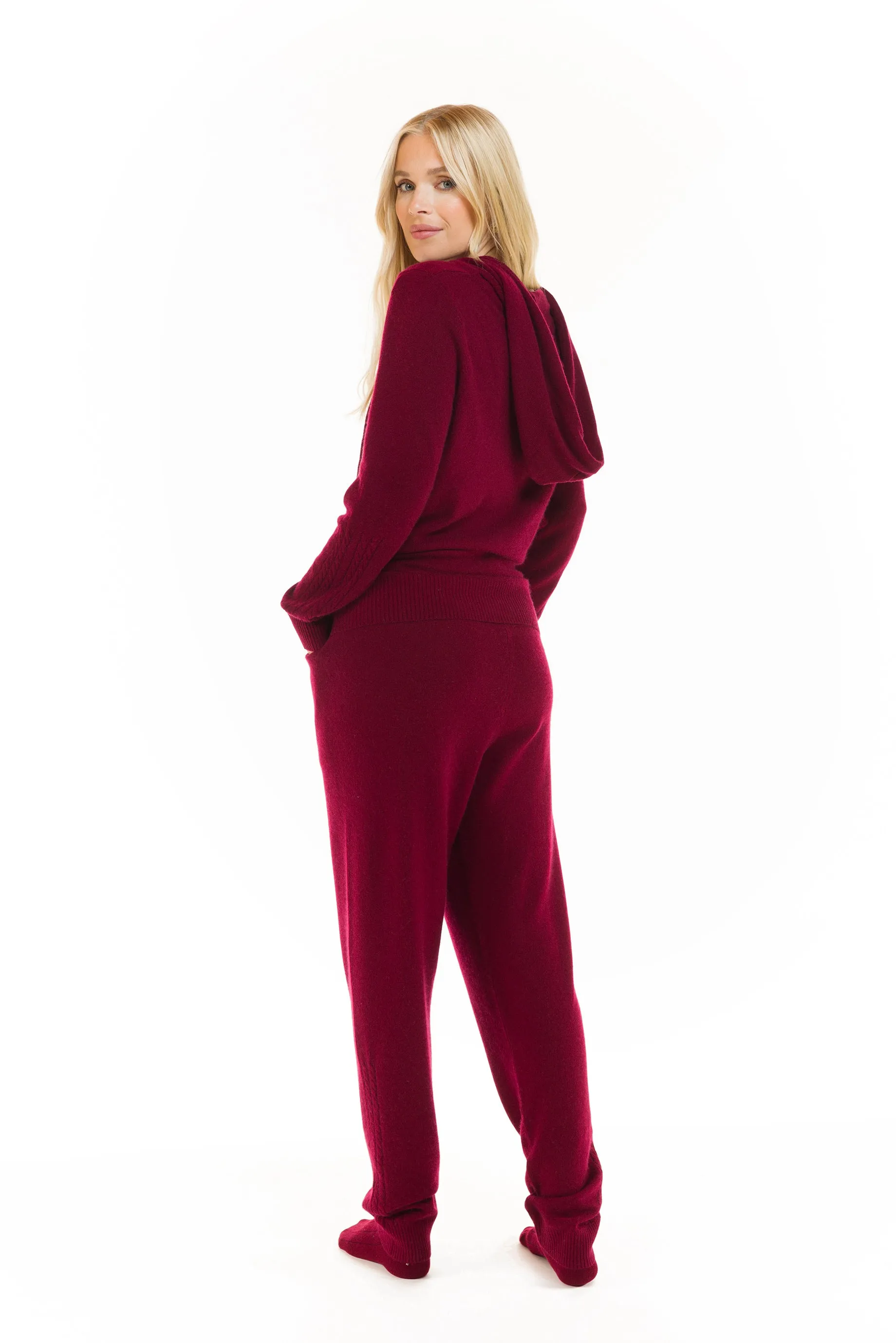 CASHMERE TRACKSUIT SET BURGUNDY