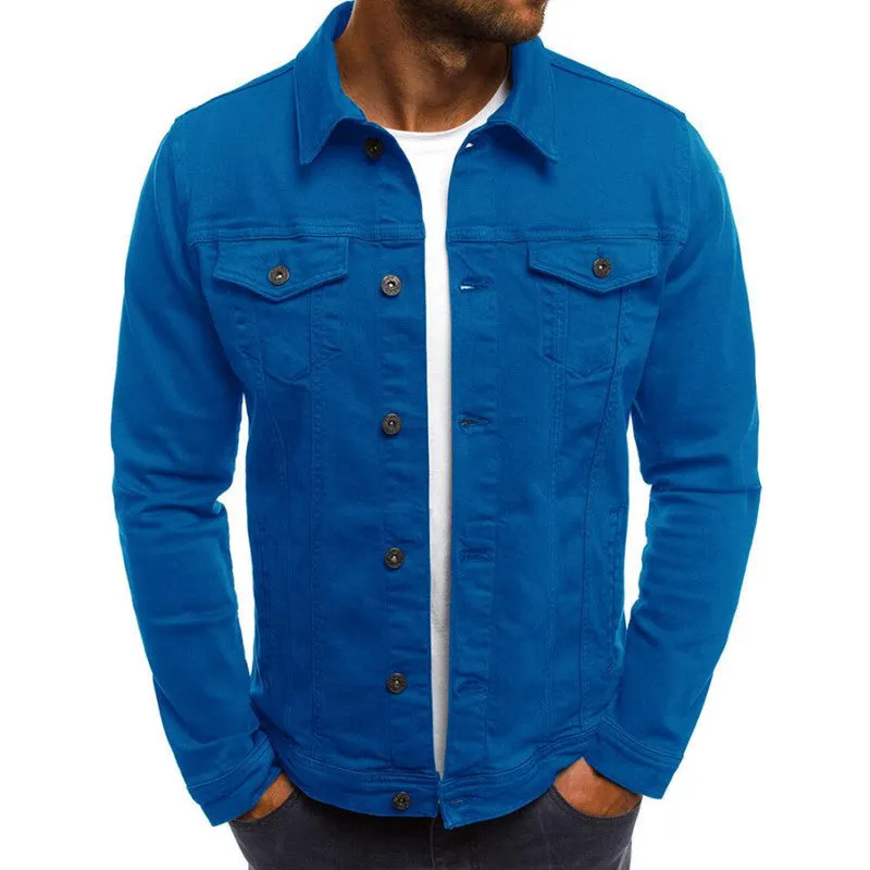 Casual Men Denim Jacket Shirt with Button Closure, Stylish and Comfortable, Perfect for Everyday Wear, Available in Various Sizes.