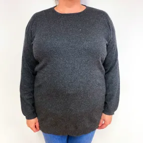 Charcoal Grey Cashmere Crew Neck Jumper Extra Large