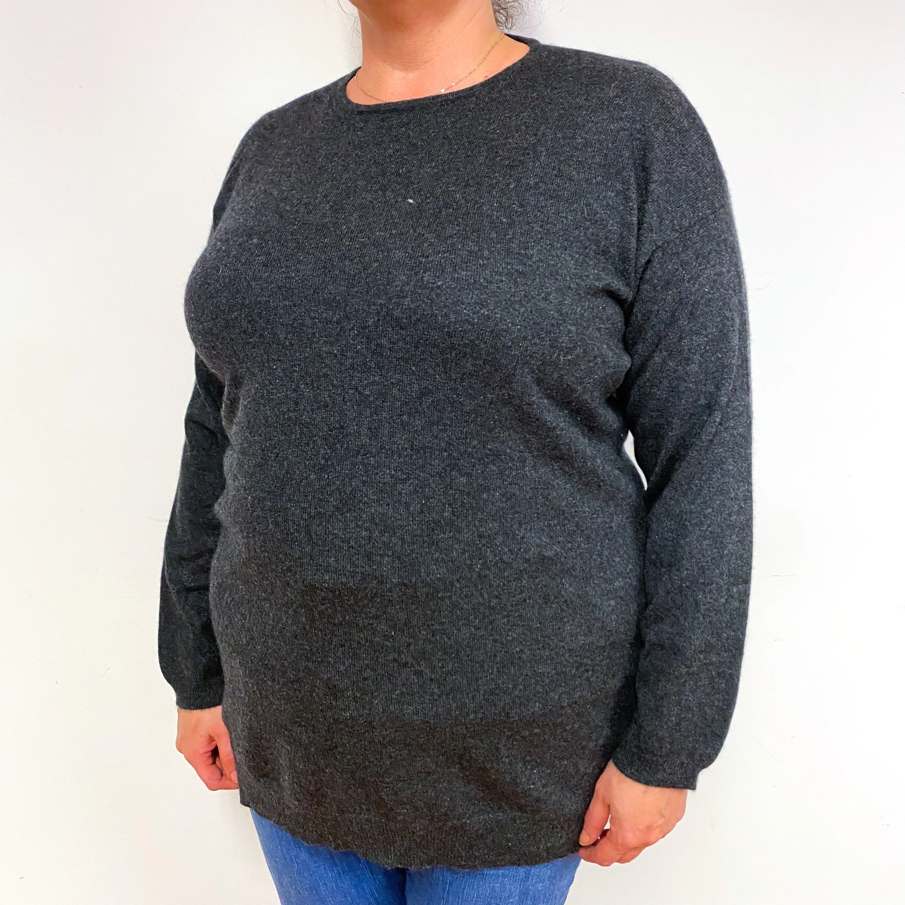 Charcoal Grey Cashmere Crew Neck Jumper Extra Large