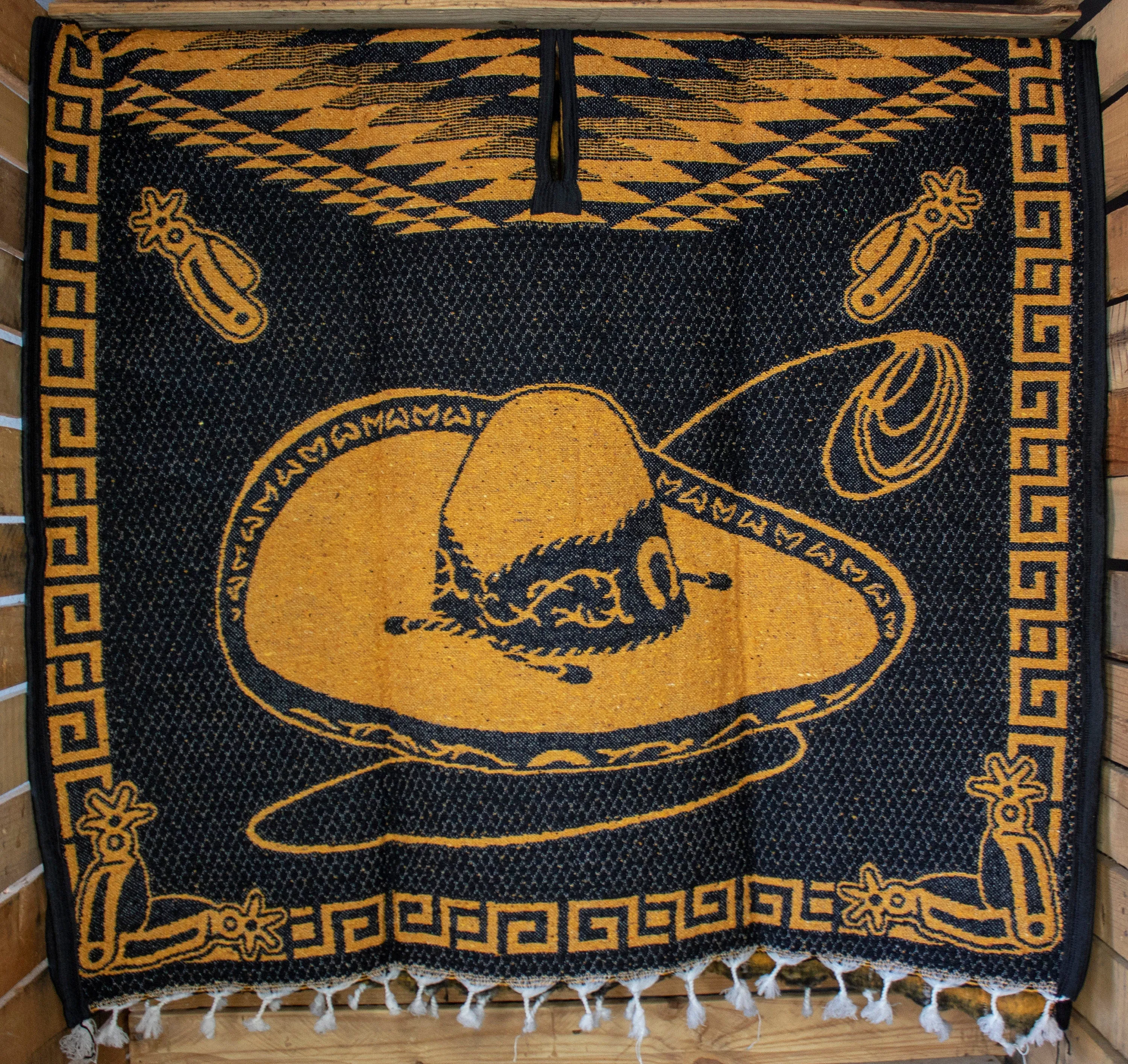CHARRO Jaripeo Western 2 sided cowboy horse caballo Mexican reversible PONCHO ZARAPE Gaban