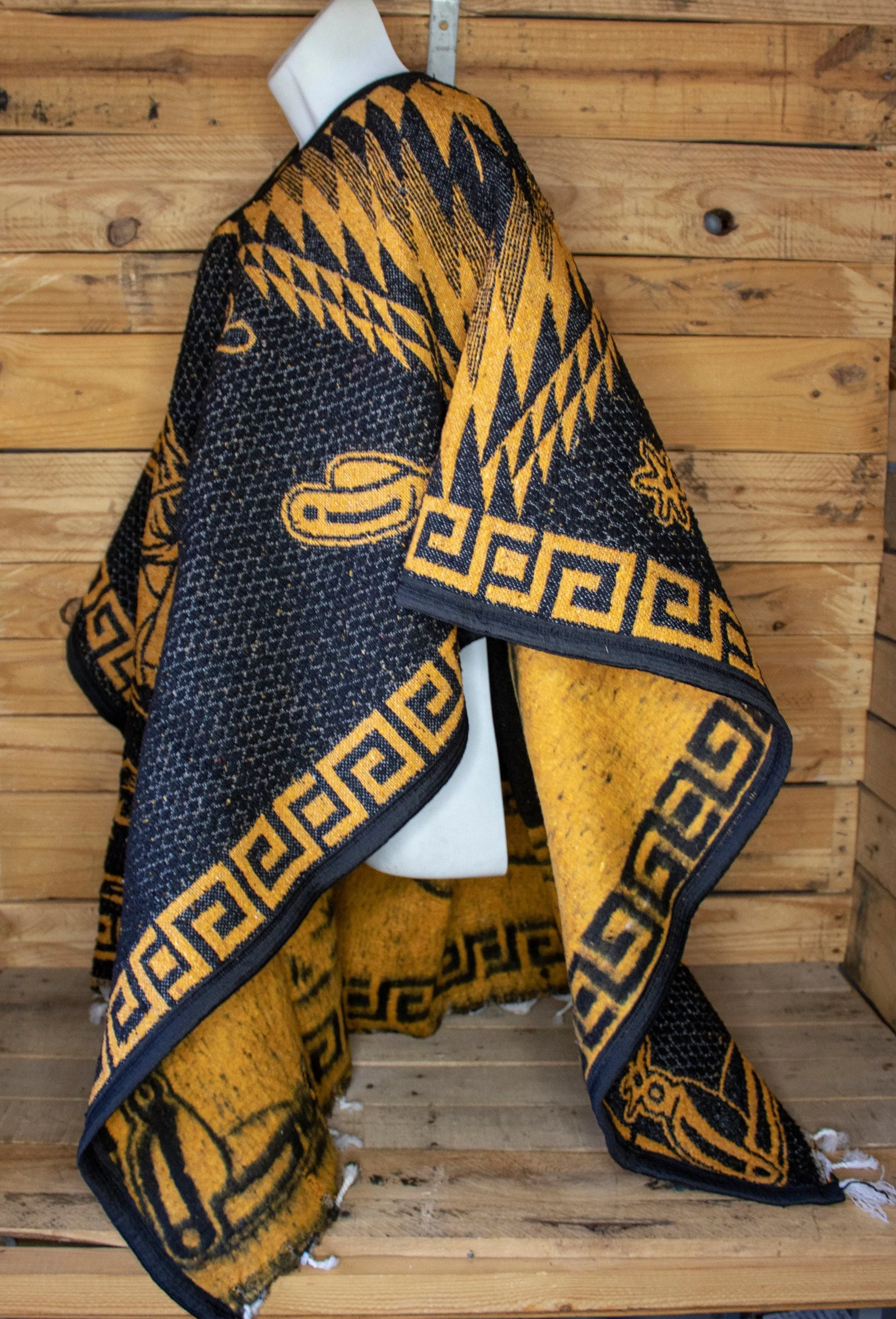 CHARRO Jaripeo Western 2 sided cowboy horse caballo Mexican reversible PONCHO ZARAPE Gaban