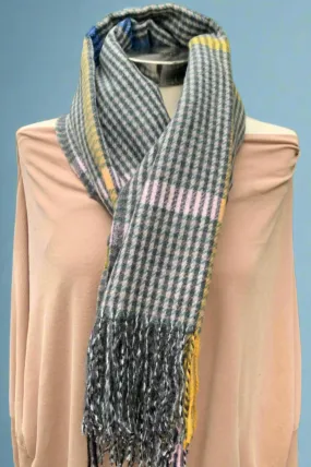 Color Block Tassel Scarf Olive