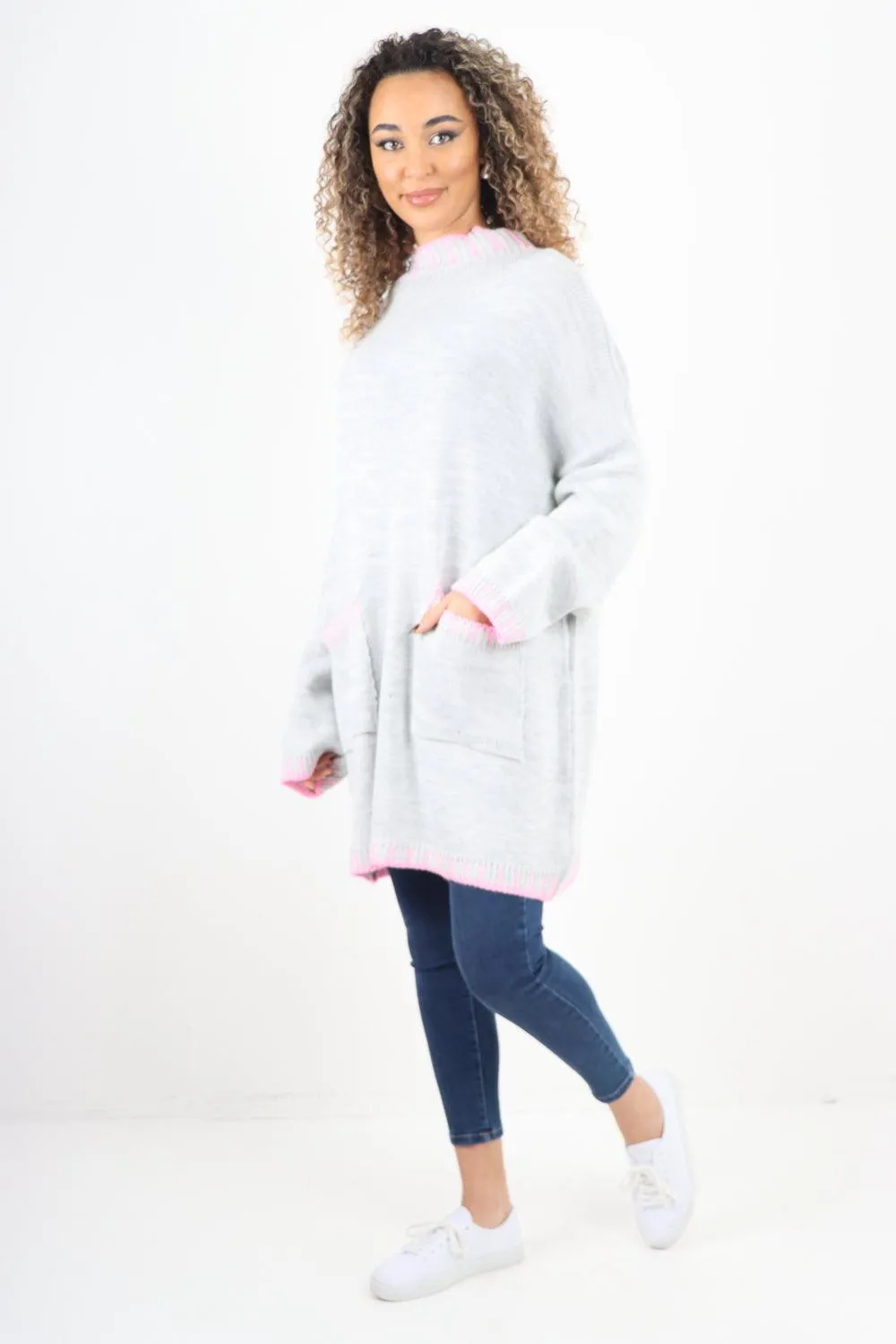 Colour Pop Stich Long Sleeve Knitted Jumper Top